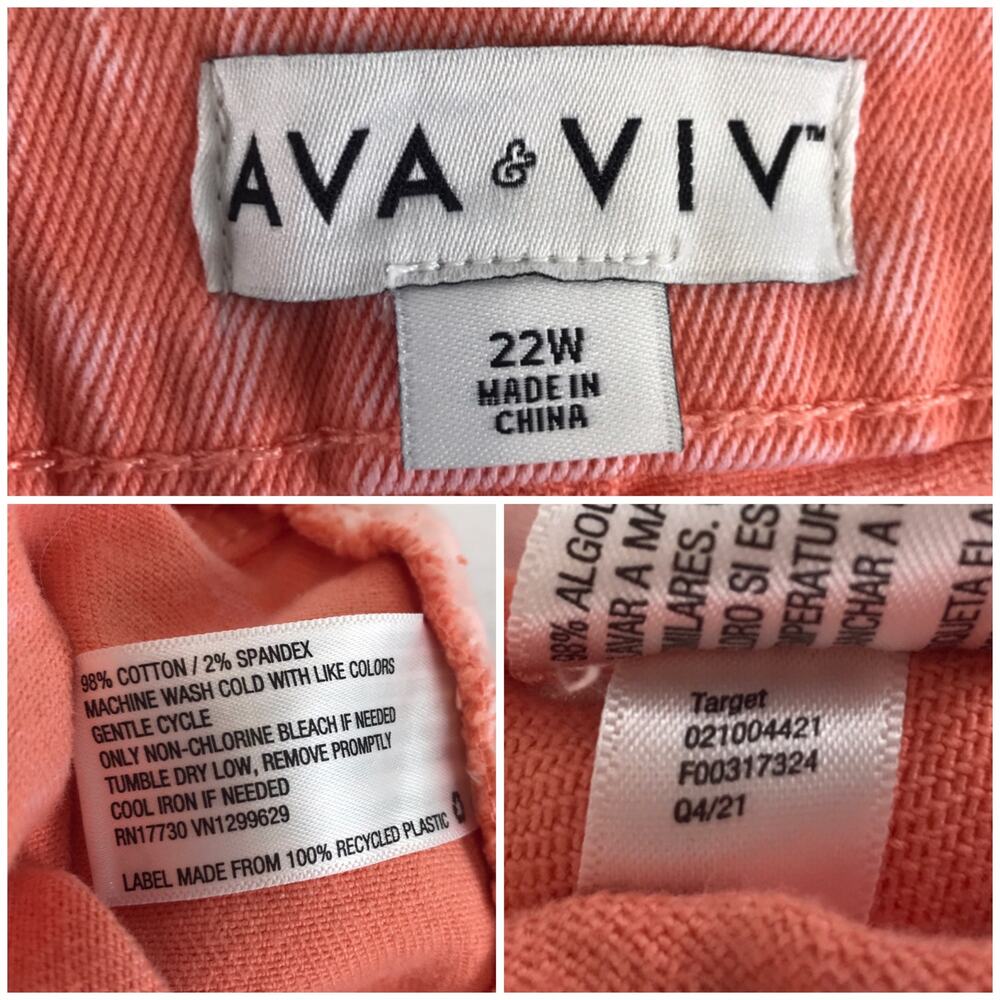 Ava & Viv Coral Colored Denim High Rise Raw Hem Cutoff Shorts Beach Plus Size - Picture 8 of 9